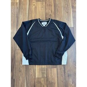 Vintage Champion Pullover Windbreaker Size XL V Neck Collar Black White Synch